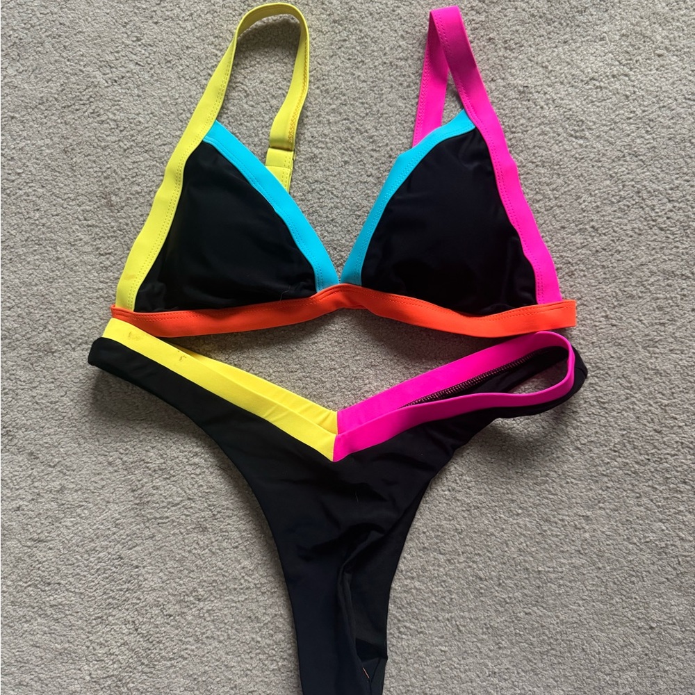 SHEIN Multicolor Bikini Set with Black Base
